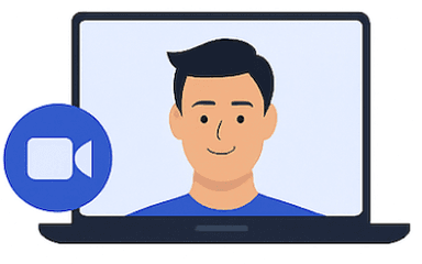 Laptop with video call icon